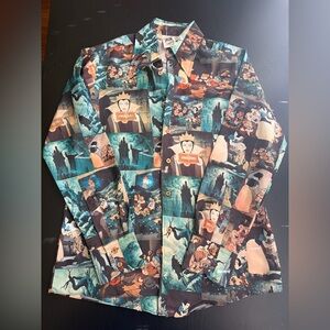 Size M VTG Kennington Button Down Rare Print Seven Dwarves Disney Small Flaw